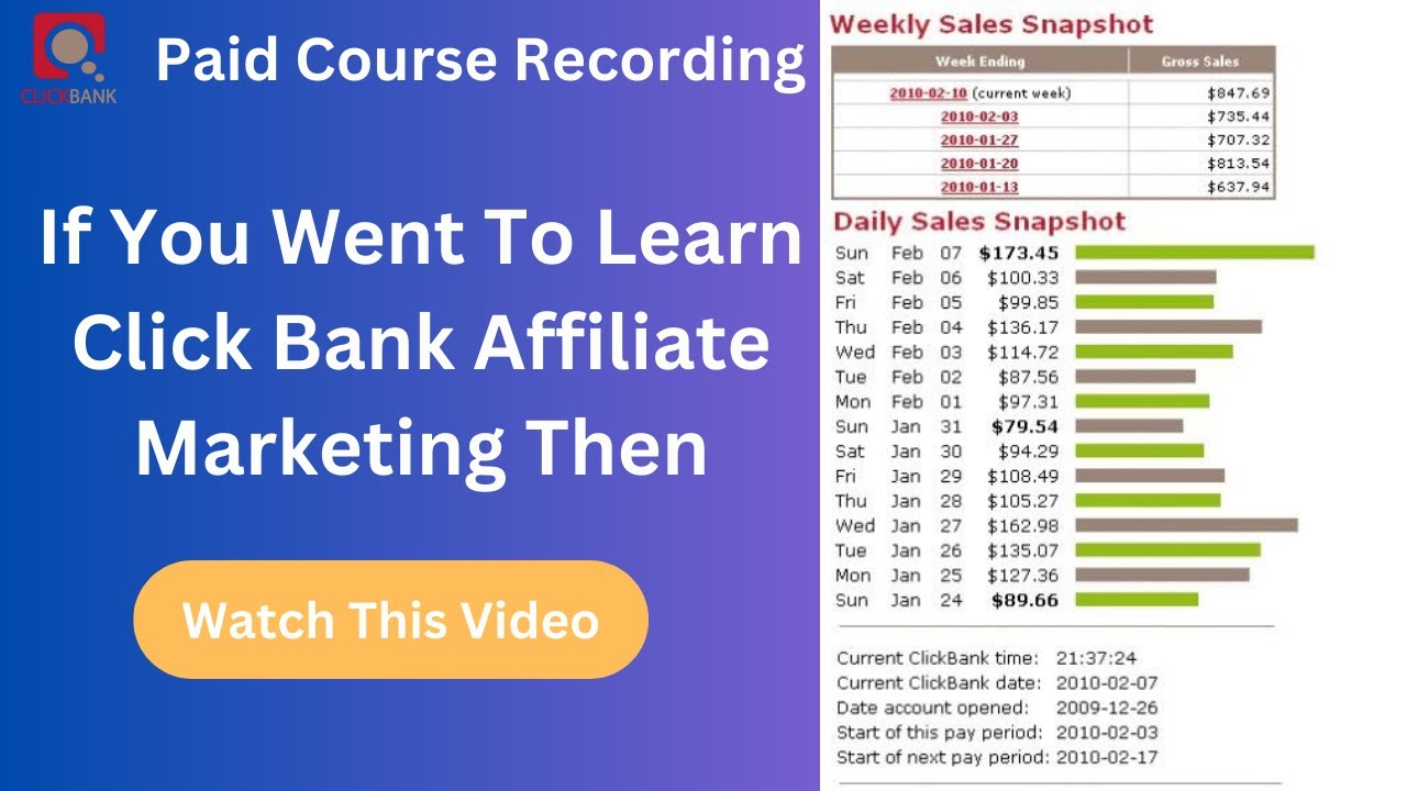 Complete ClickBank Tutorial |Full Course| - How to Start Affiliate Marketing| Paid Course Recording
